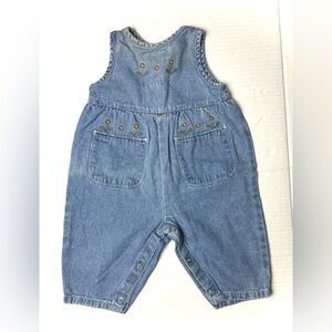 Vintage Old Navy Baby 3 - 6 Months Denim Jean Overall Embroidered Floral 90s Y2K